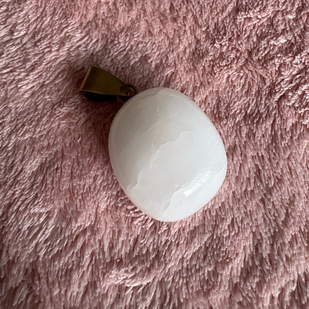 Moon 🌙 
Calcite Pendant with Golden Accent